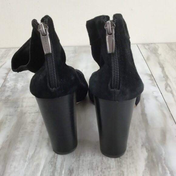 Vince Camuto Peep Toe Perforated Black Suede Booties 39.5 - Picture 2 of 9